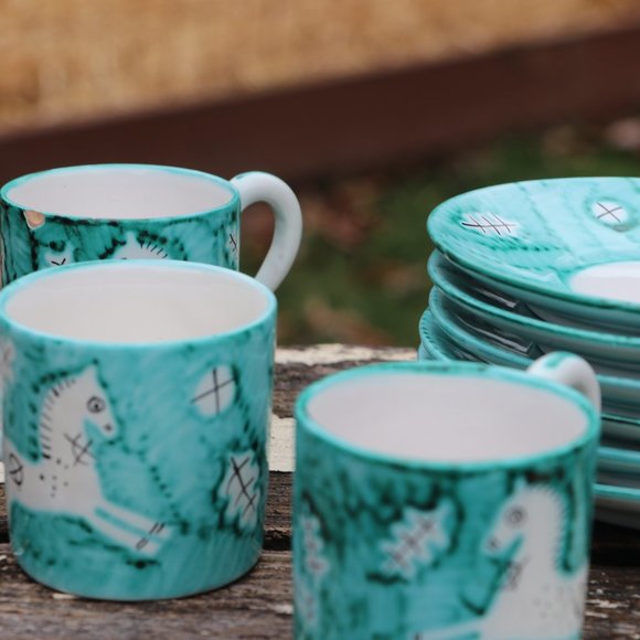 Vintage Italia Bitossi Hand Painted Tea Set - Picture 7 of 8